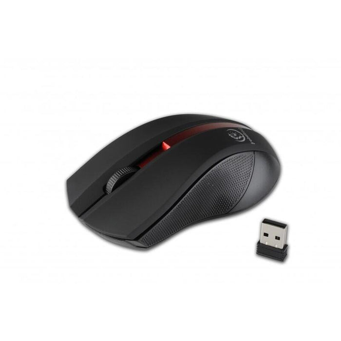 Ratón Óptico Inalámbrico Galaxy Powierzchnia Gumowana Negro-Roja