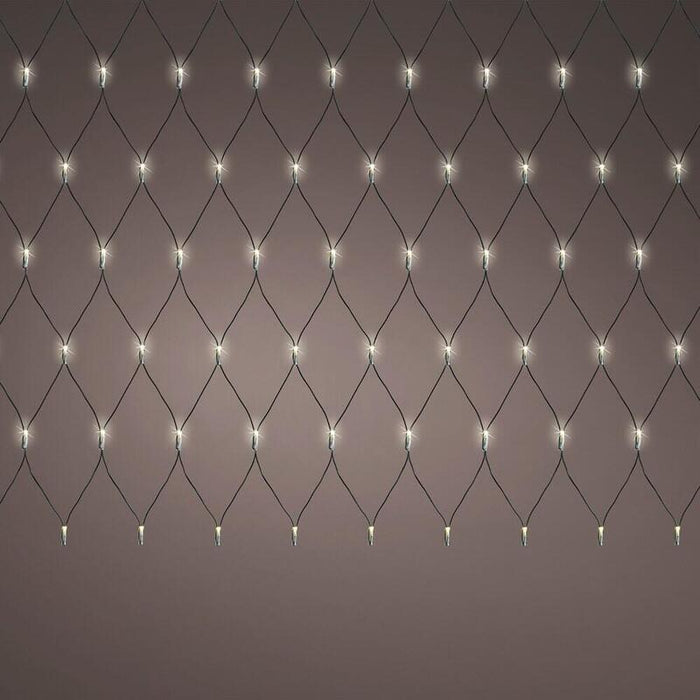 Red De Luces Led Fija Exterior, Blanco Cálido, Cable Negro, 1,3 X 1 M