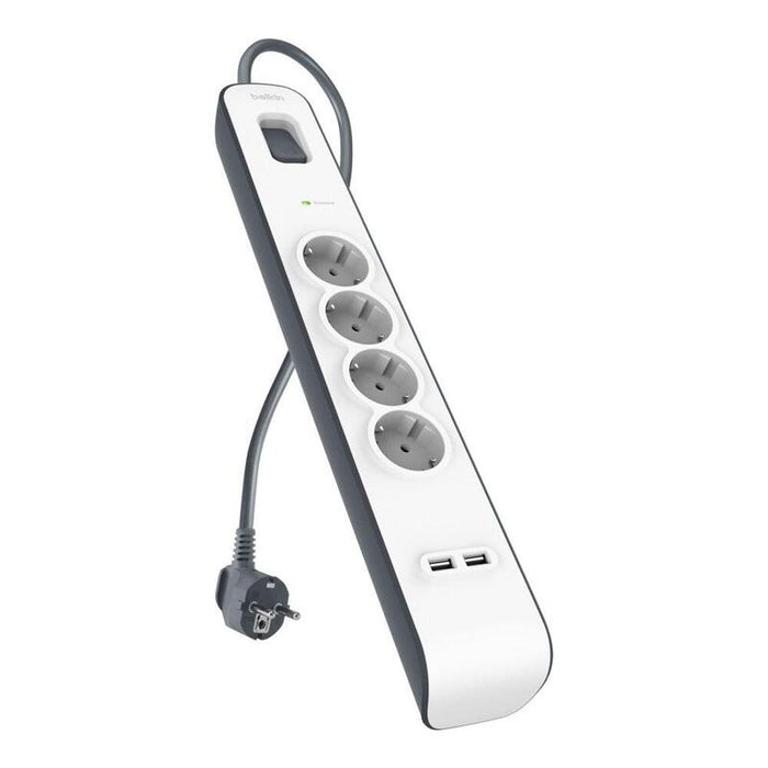 Regleta De Protección Contra Sobretensiones Belkin Con 4 Tomas, 2 Usb-A Y Cable De 2 M, Bsv401vf2m-V2
