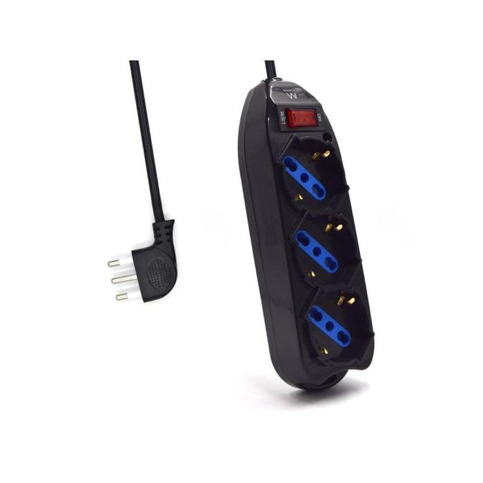 Regleta Ewent Con 3 Tomas Tipo L/F (Schuko) De 10/16a - Interruptor On/Off - Enchufe Italiano Plano En Angulo - Cable