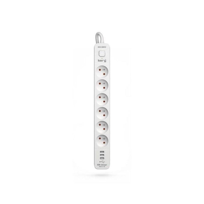 Regleta Kerg Con Disyuntor-6 Tomas 3usb 16a 1,5m