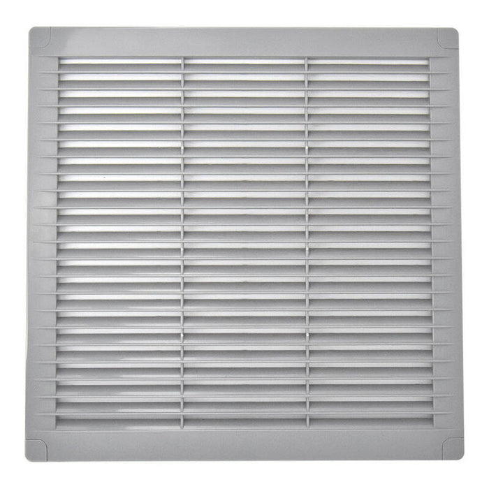 Rejilla Ventilación Cuadrada Con Tapones Y Mosquitera 300x300x7mm Abs Gris