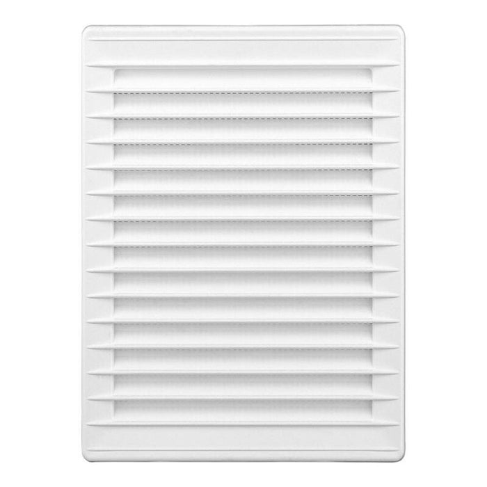Rejilla Ventilacíón Rectangular Empotrable Con Mosquitera Abs 137x207mm Blanco
