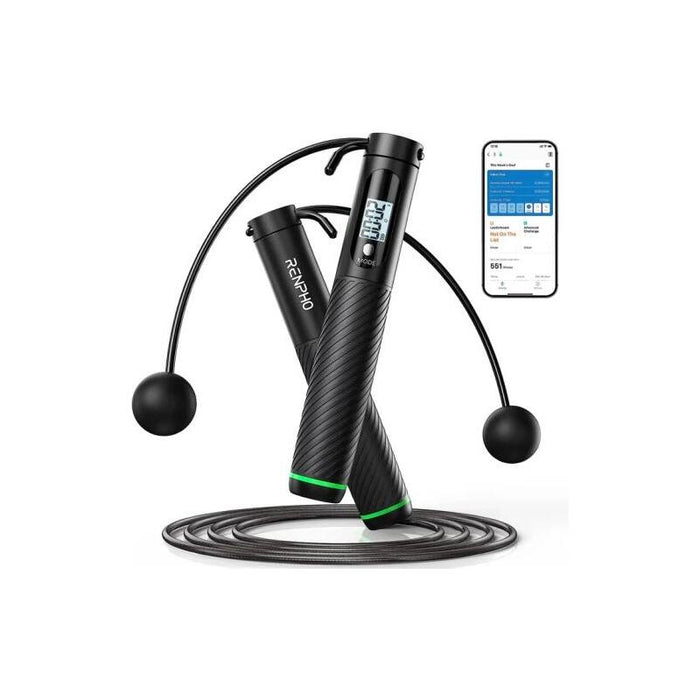 Renpho Smart Jump Rope - Additional Cordless Option - Black