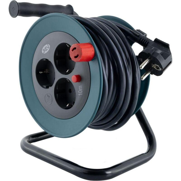 Rev Kabeltrommel Mini 3-Fach 10m Petrol/Schwarz        0010042100
