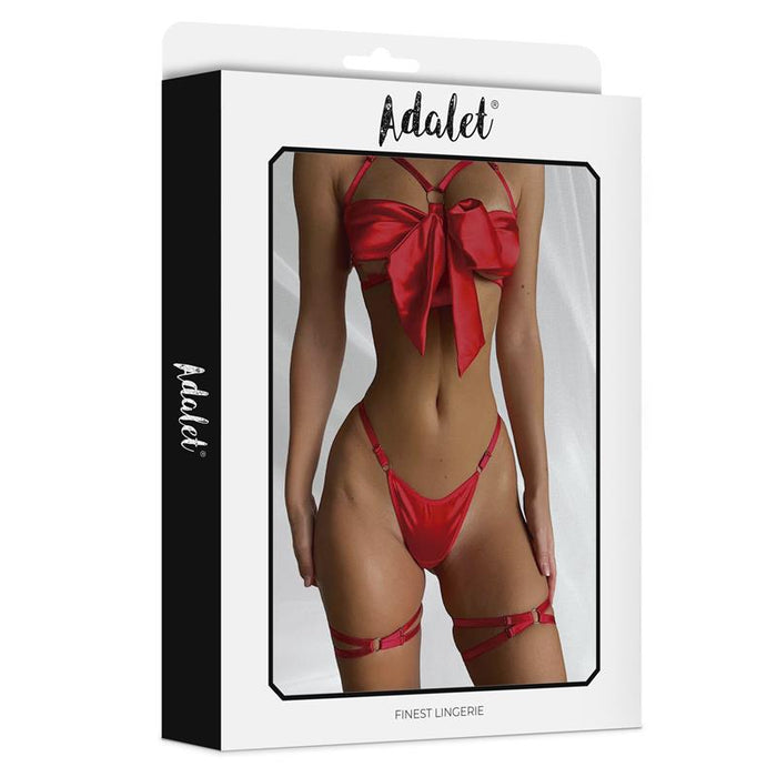 Riley Set Sujetador Con Lazo, Tanga Y Ligas Talla (Interno):S/M