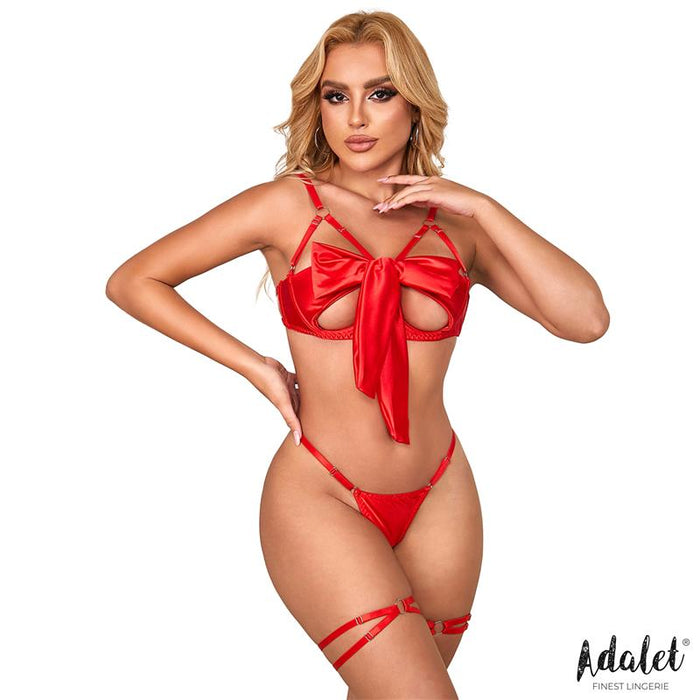 Riley Set Sujetador Con Lazo, Tanga Y Ligas Talla (Interno):S/M