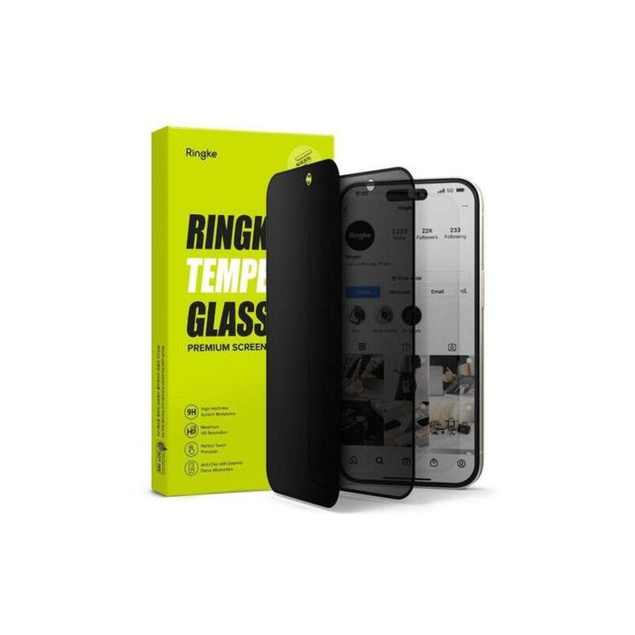 Ringke Iphone 15/ 16 Screen Protector Easy Slide Privacy Tempered Glass 9h With Installation Jig (2pcs) Transparent