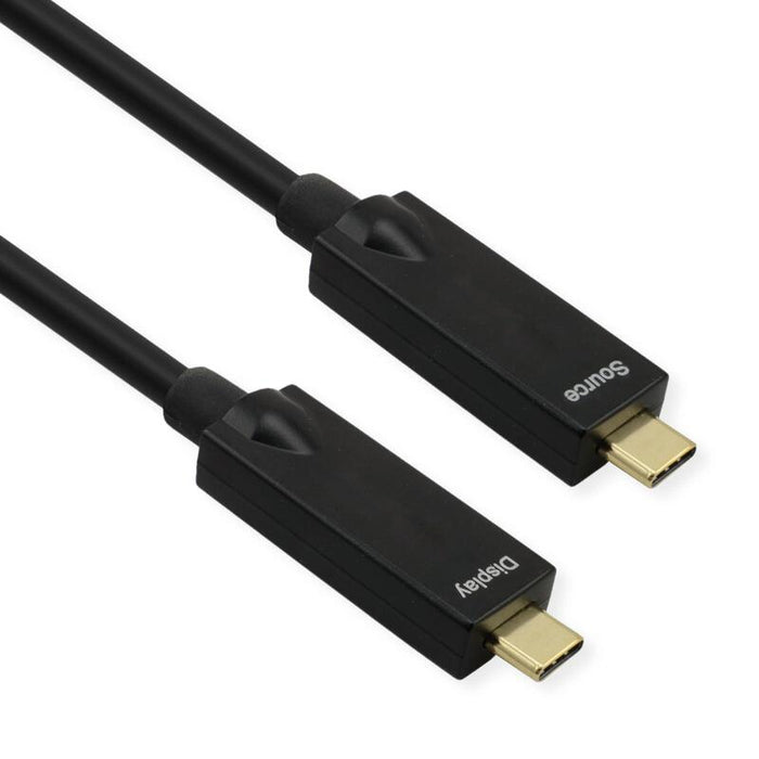 Roline Usb 3.2 Gen 2 Cable, Aoc, C-C, M M, 10gbit S, 4k60hz, Pd (Power Delivery) 60w, Negro, 15 M