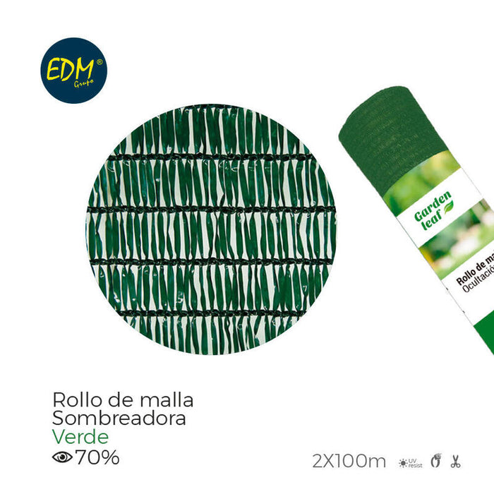 Rollo De Malla Sombreadora. Color Verde 70% 2x100m