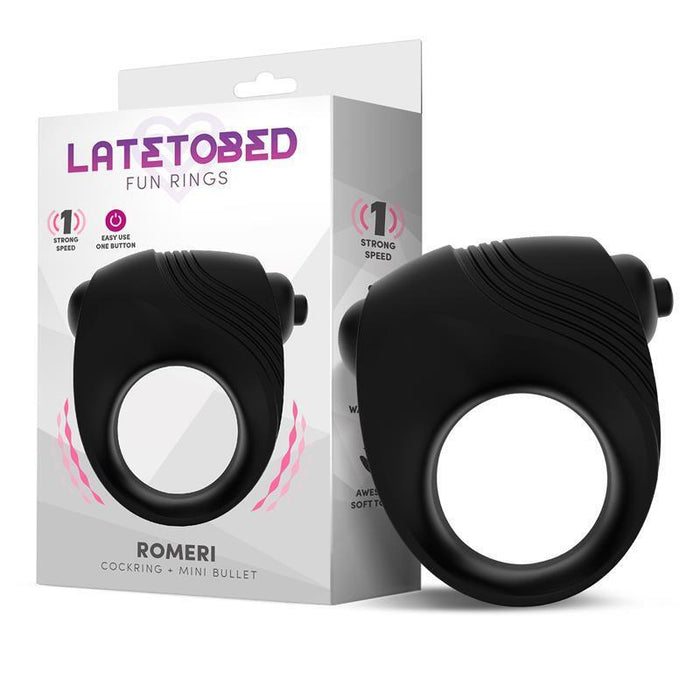 Romeri Anillo + Bala Vibradora Silicona Negro