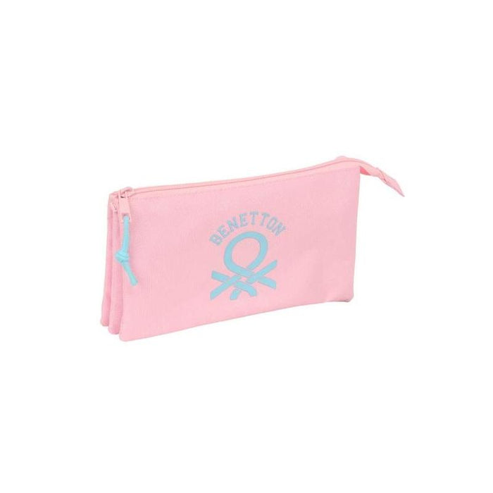 Safta Benetton Basics Portatodo - 3 Compartimentos Con Cremalleras - Bolsillo Interior - 0.6l - 220x30x120mm - Color