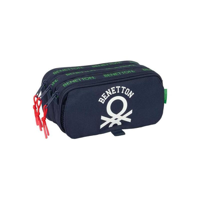 Safta Benetton Together Portatodo - 3 Compartimentos Con Cremalleras - Bolsillo Frontal - Cinta Adaptable - 1.72l -