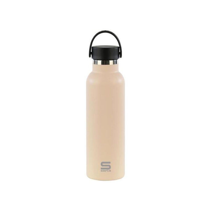 Safta Botella Termo De 600ml - Acero Inoxidable - Base De Silicona Antideslizante - Asa Superior - Beige