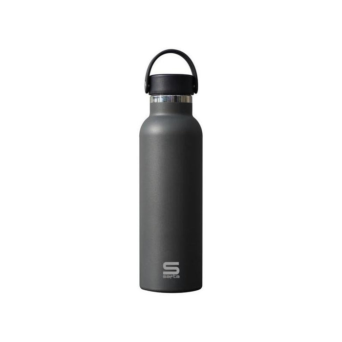 Safta Botella Termo De 600ml - Acero Inoxidable - Base De Silicona Antideslizante - Asa Superior - Gris