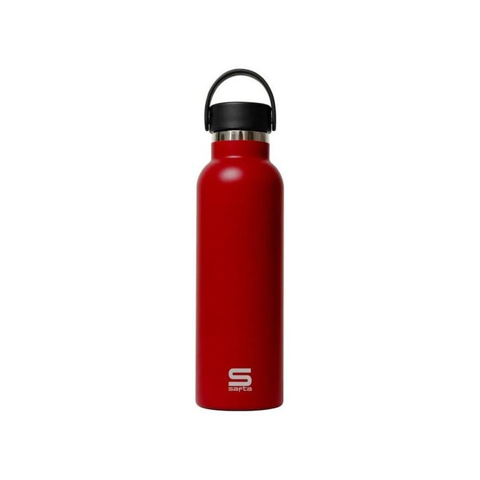 Safta Botella Termo De 600ml - Acero Inoxidable - Base De Silicona Antideslizante - Asa Superior - Rojo