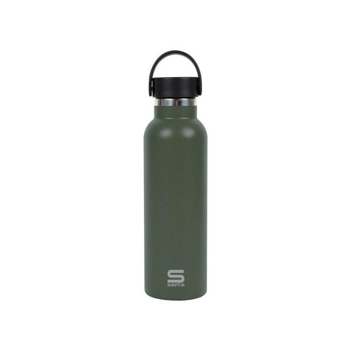 Safta Botella Termo De 600ml - Acero Inoxidable - Base De Silicona Antideslizante - Asa Superior - Verde