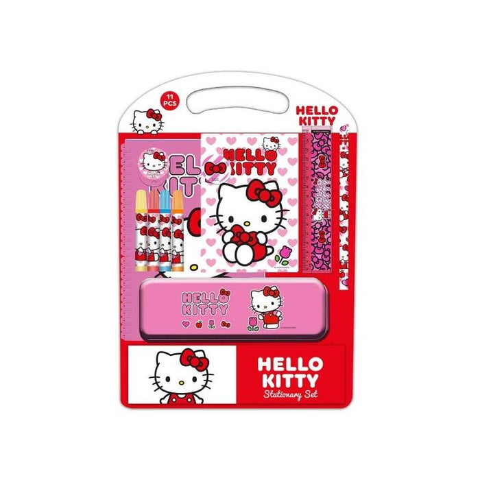 Safta Hello Kitty Iconic Pack Escolar Con Plumier Metalico - Lapiz - 4 Rotuladores - Regla 15cm - Sacapuntas - Goma -