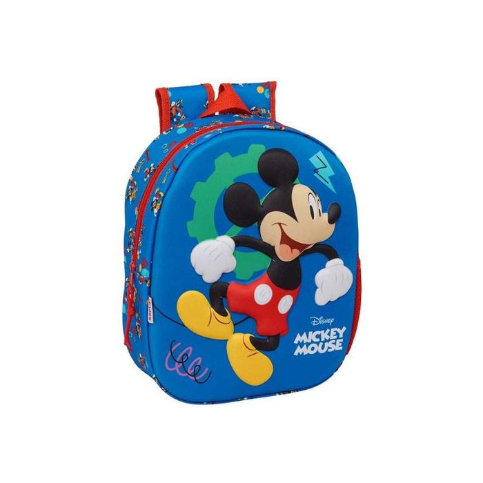 Safta Mickey Mouse Mochila 3d - Portabotellas - Hombreras Acolchadas - Asa De Mano Superior - 27x33x10cm - Azul