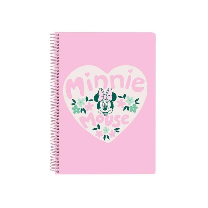 Safta Minnie Mouse Minty Libreta Con Espiral - Formato Cuarto - 80 Hojas De Papel 80g/M2 - Cuadriculas 4x4mm - Tapas