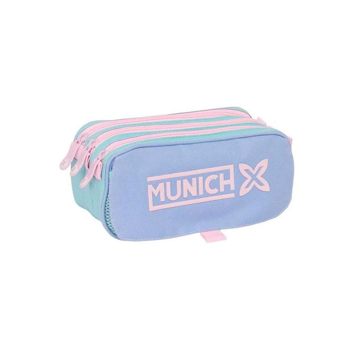 Safta Munich Mellow Portatodo - 3 Compartimentos Con Cremalleras - Bolsillo Frontal - Cinta Adaptable - 1.72l -