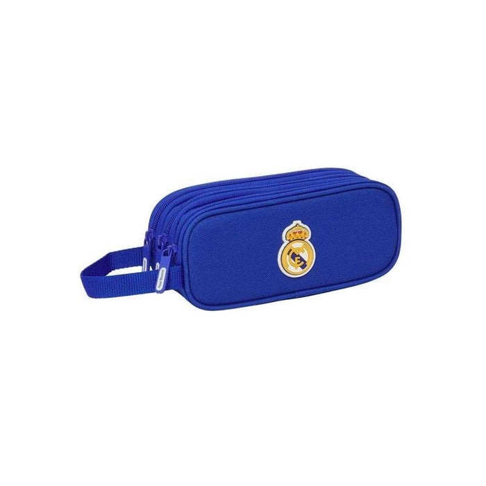 Safta Real Madrid Portatodo - 3 Compartimentos Con Cremalleras - Asa Lateral - 1.25l - 210x70x85mm - Azul