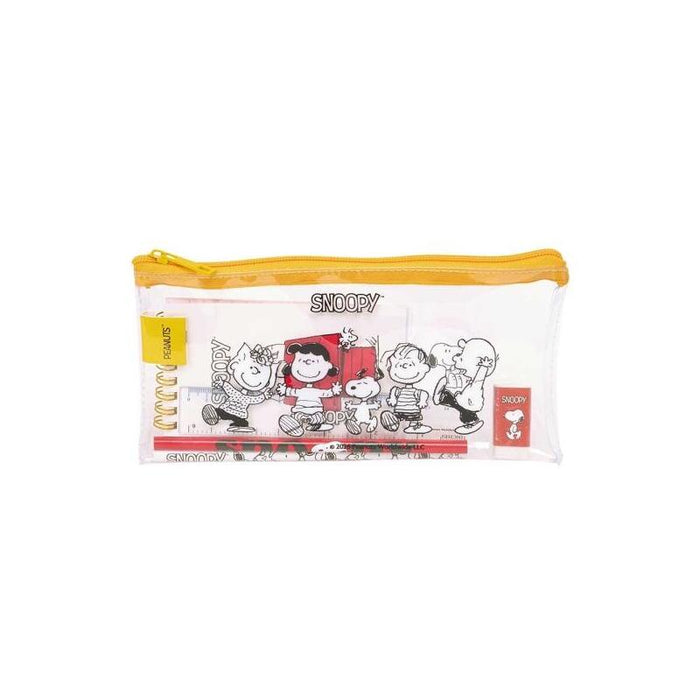 Safta Snoopy Pack Escolar Con Portatodo De Pvc - Cierre Zip - Regla 15cm - 2 Lapices - Sacapuntas - Goma - Bloc De