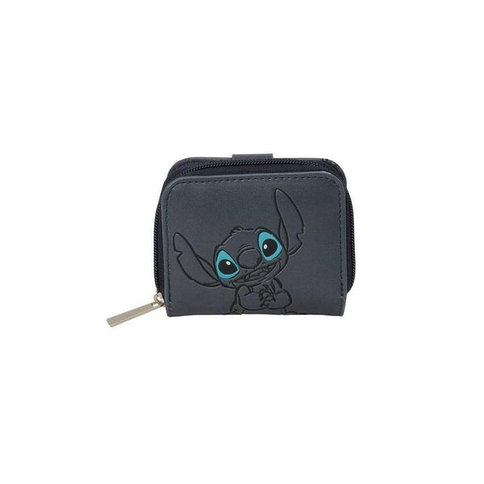 Safta Stitch Gray Monedero Con Billetera - Compartimento Para Billetes Y Tarjetas - Cierre Con Iman - Compartimento