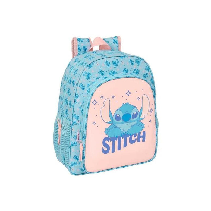 Safta Stitch Ohana Mochila - Adaptable A Carro - Portabotellas - Doble Tirador - Ergonomia Acolchada - Bolsillo Frontal