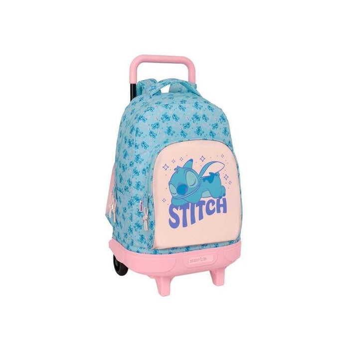 Safta Stitch Ohana Mochila Con Carro - Extraible - Bolsillo Frontal - Portabotellas - Tirador Doble - Hombreras