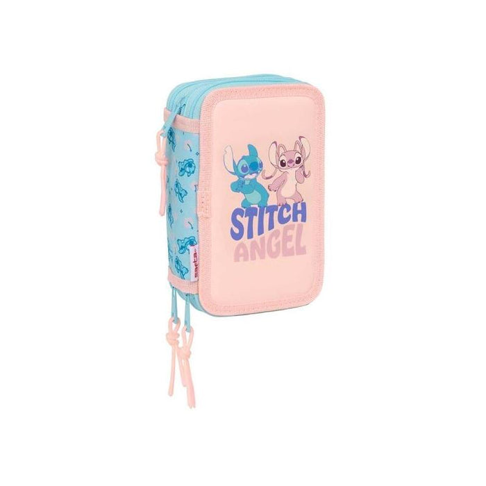 Safta Stitch Ohana Plumier De 3 Pisos - 37 Piezas - 1.3l - Goma - Lapiz - Boligrafos - Sacapuntas - Reglas - 16 Colores