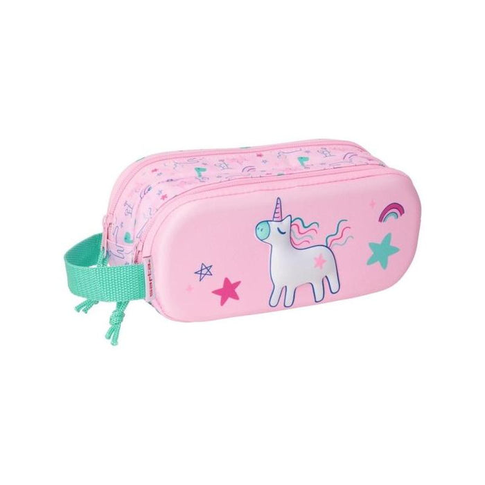 Safta Unicornio Portatodo - Cremallera - Asa Lateral - Rosa