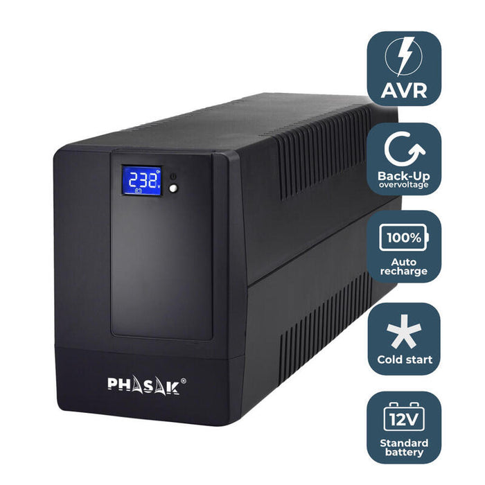 Sai Línea Interactiva Phasak 2000 Va Lcd 2000va 4 Salidas Formato Torre