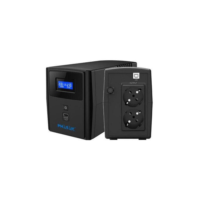 Sai Línea Interactiva Phasak Sirius Ph 7310 - 600w · 1000va · 2xschuko · Negro