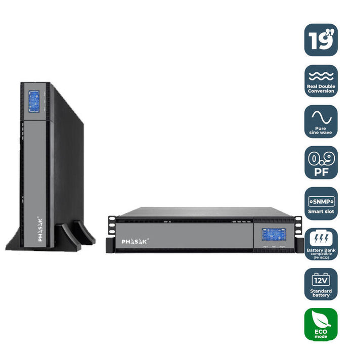 Sai Online Phasak Rack 19' 2000 Va Online Lcd 2000va-1800w 4 Salidas Formato Rack