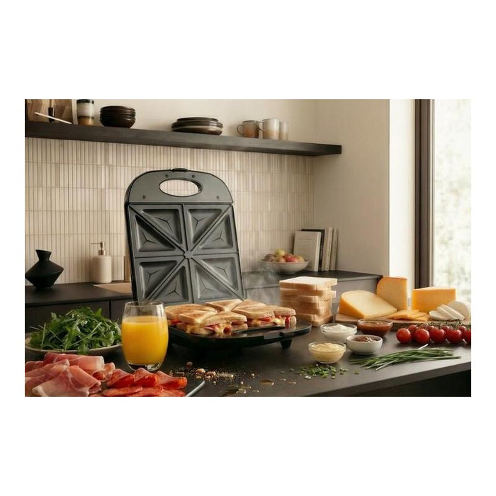 Sandwichera Promis Stp 25 Xxl, 4 Tostadas, 1400 W, Color Negro