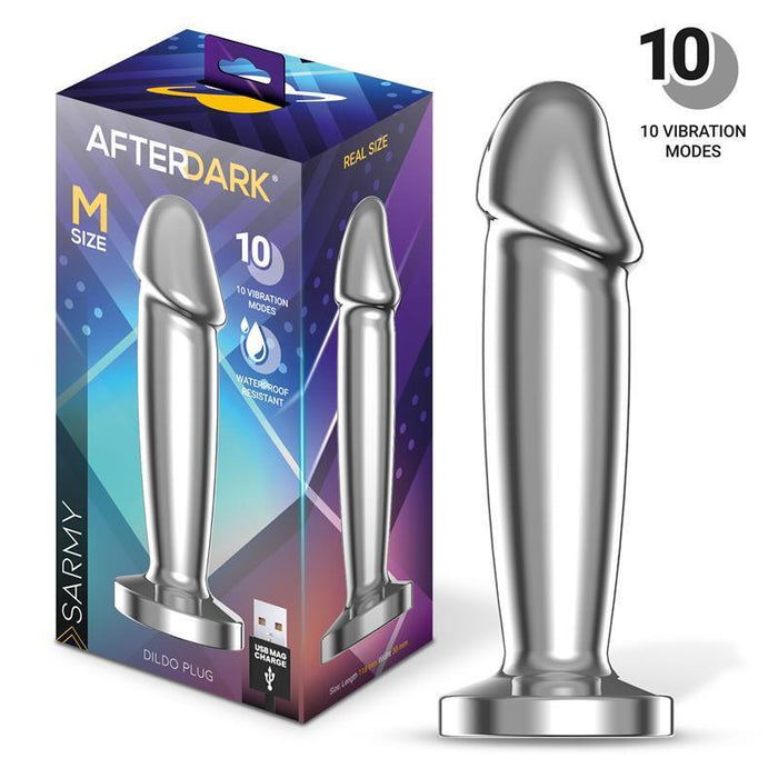 Sarmy Plug Anal Cromado Con Vibración Usb Magnético Talla M