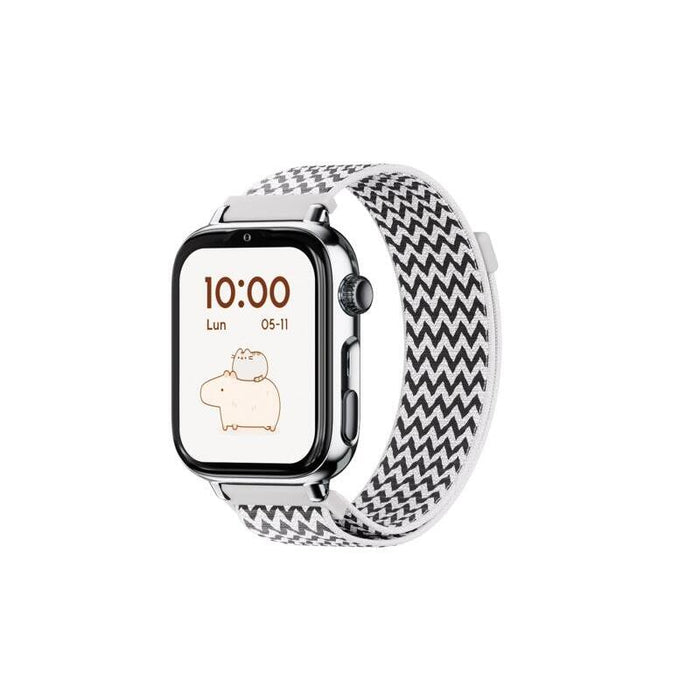 Savefamily Reloj Inteligente Infantil Savewatch Plus 2 - Pantalla Amoled - Carcasa Plateada - Correa Tela Zigzag