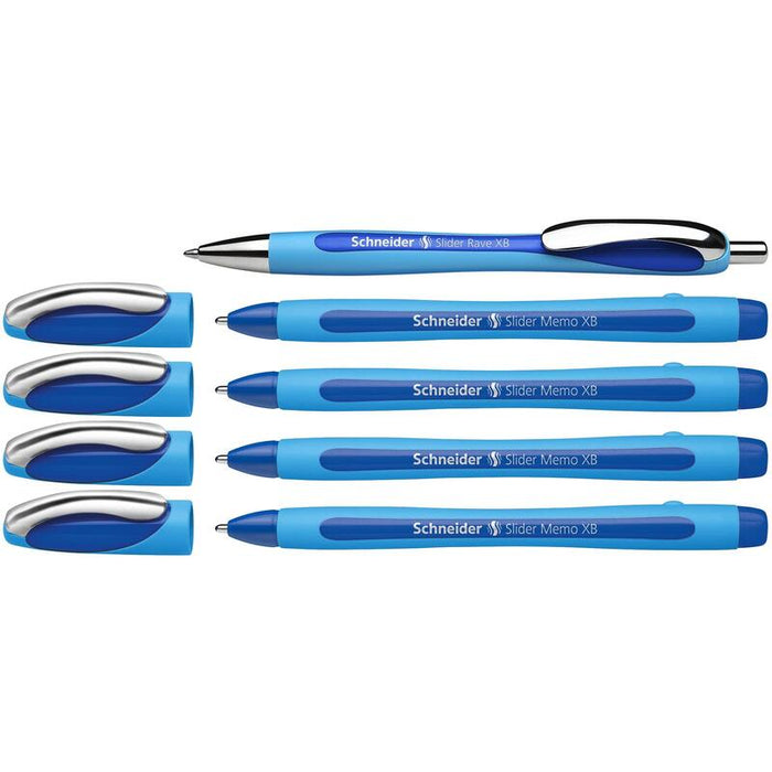 Schneider Bolígrafo Memo + 1x Rave Azul Etui 4x