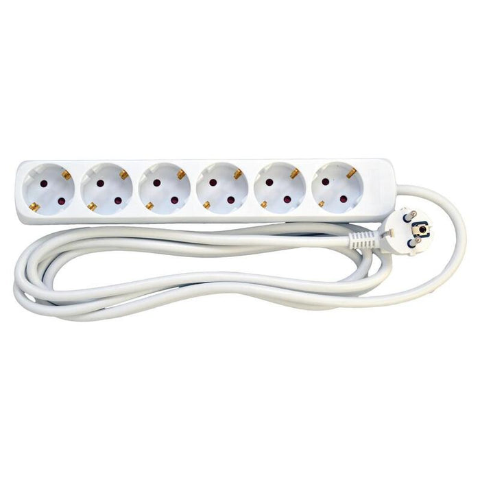 Schuko StikdSe, 6 Udtag,  1,5m, Hvid