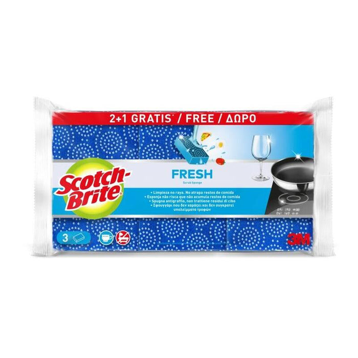 Scotch-Brite Fresh Pack De 3 Estropajos De Cocina - Promocion 2 + 1 Gratis - No Raya - Morado