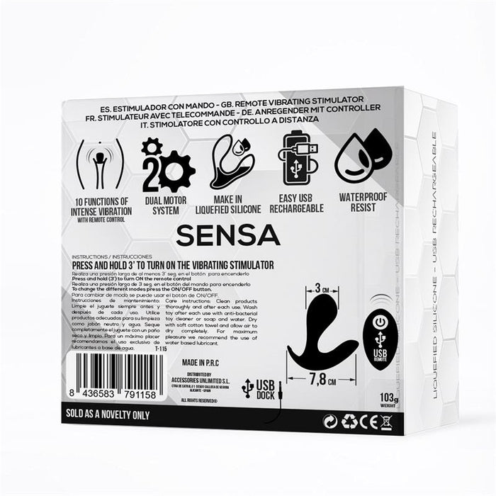 Sensa Estimulador Control Remoto Usb Silicona Líquida Negro