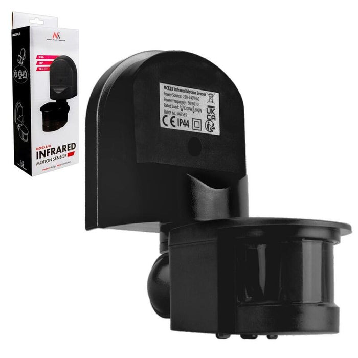 Sensor Ruchu Y Zmierzchu Mce25 B/B 180 Stopni, Max 1200w, Con Czarna Przeslona, 5-12m