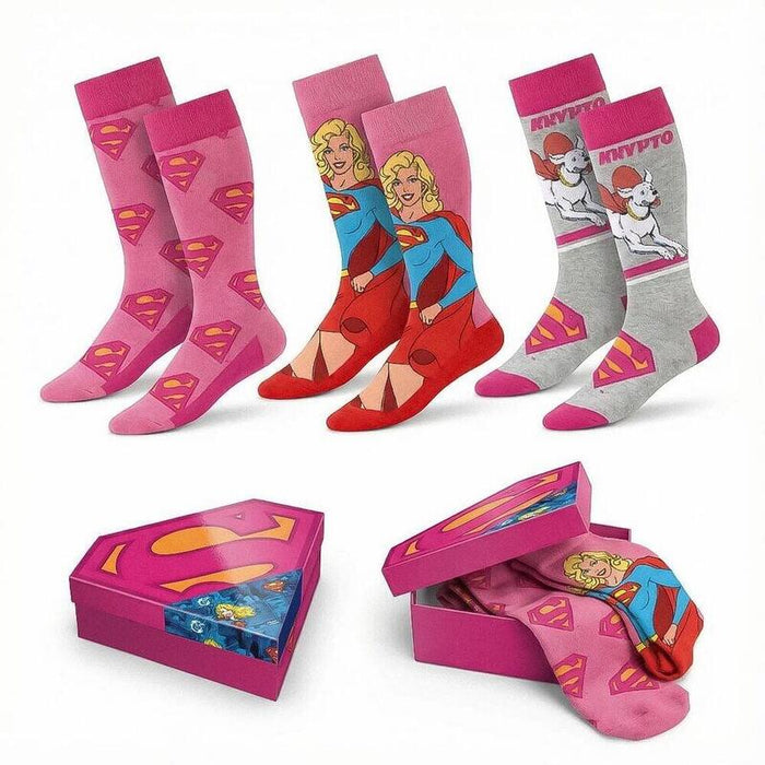 Set 3 Pares Calcetines Supergirl Superman Dc Comics Adulto Surtido
