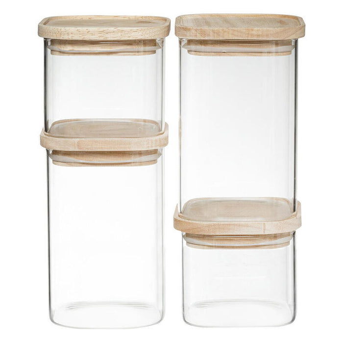 Set 4 Botes De Cocina Hermeticos Apilables