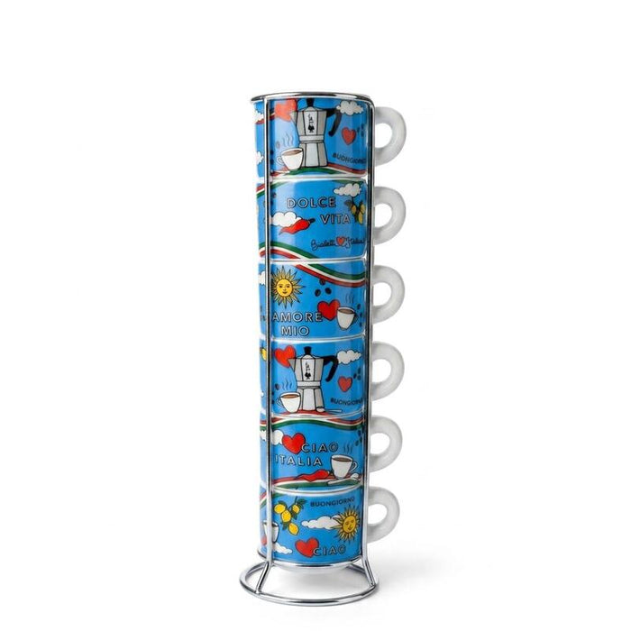Set 6 Tassen Ciao Italia Metallgestell