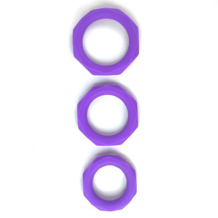 Set De 3 Anillos Para El Pene Silicona Púrpura