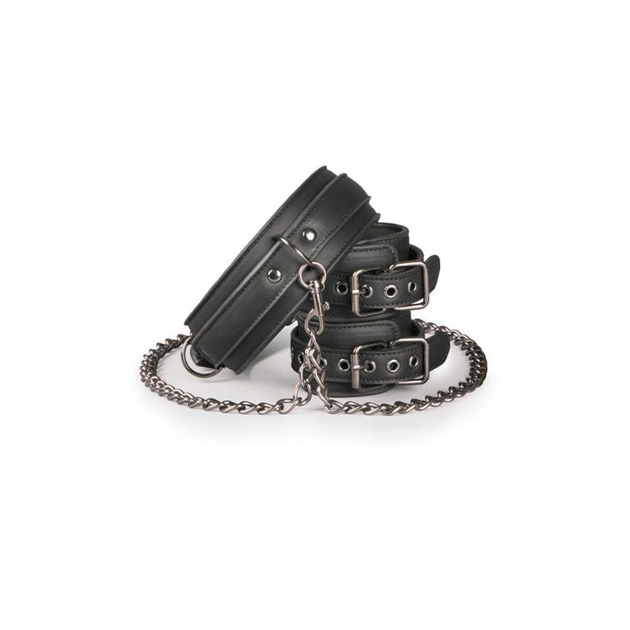 Set De Ligaduras Collar Y Esposas Negro