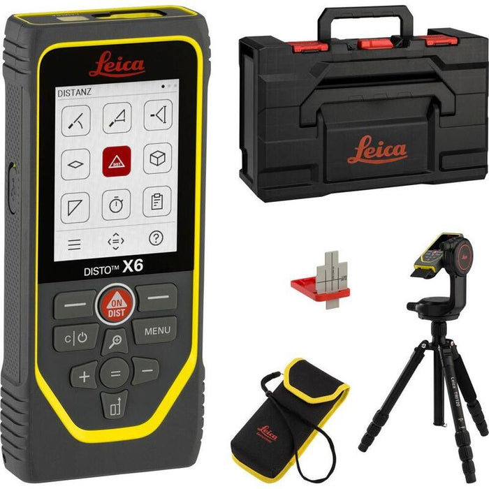 Set De Medidor Láser  Leica Disto X6-P2p Paquete De Distancia De Última Generación Con Adaptador Leica Dst 360-X, Trípode Tri 120 Y Tablilla De Puntería Gzm 3 En Estuche (Uso En Interior Y Exterior)