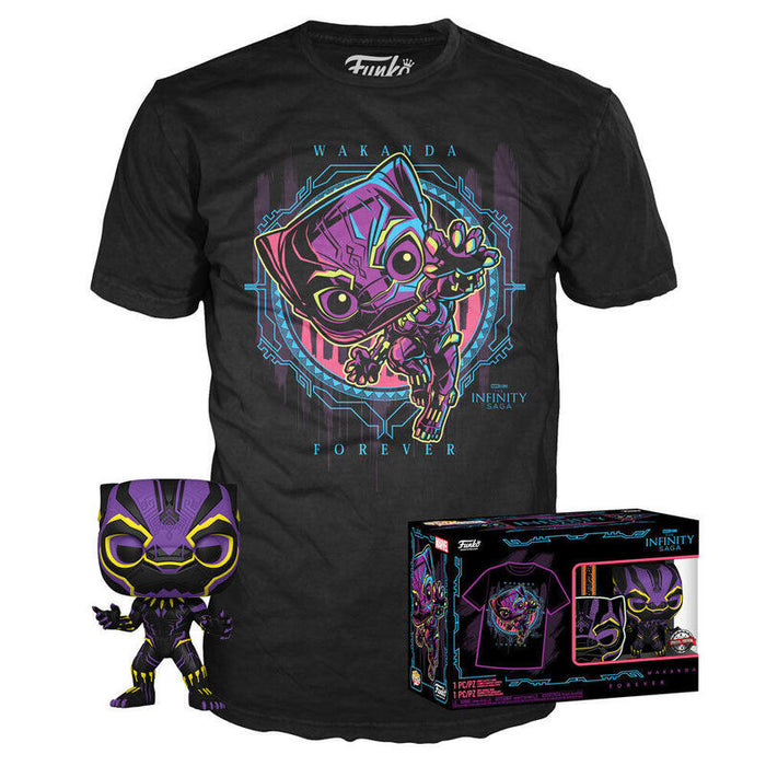 Set Figura Pop & Tee Marvel Wakanda Forever Black Panther Exclusive Talla L
